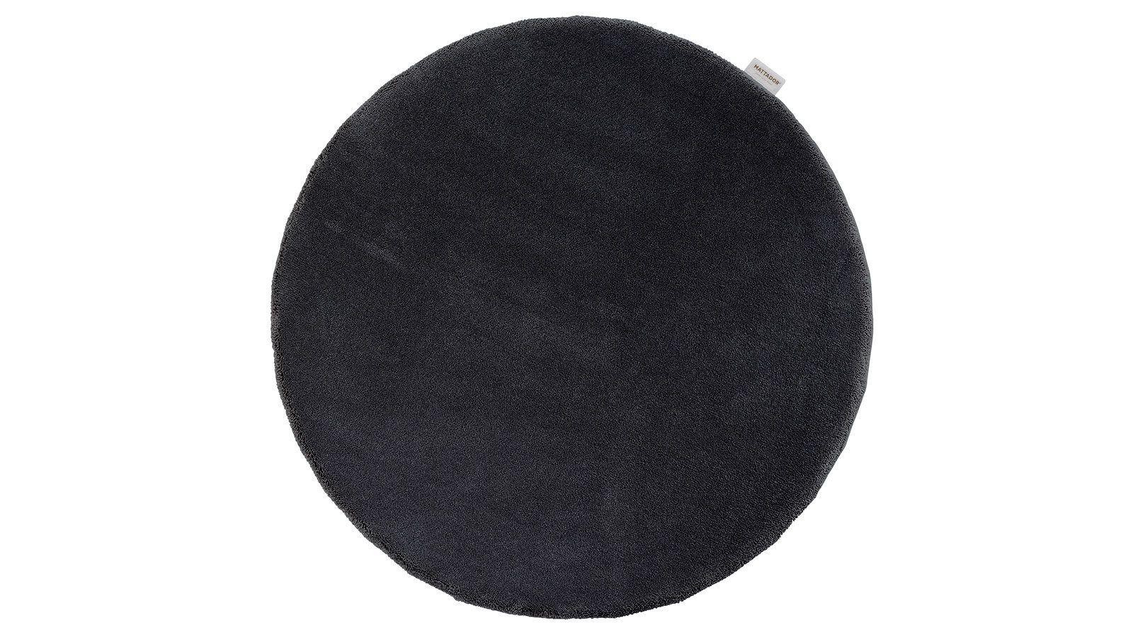 Bovenaanzicht van rond vloerkleed op maat in kleur zwart model Tuxedo